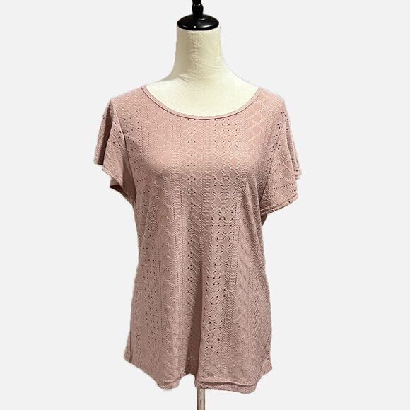 NWT eyelet top with ruffle sleeves, light pink - Picture 1 of 6